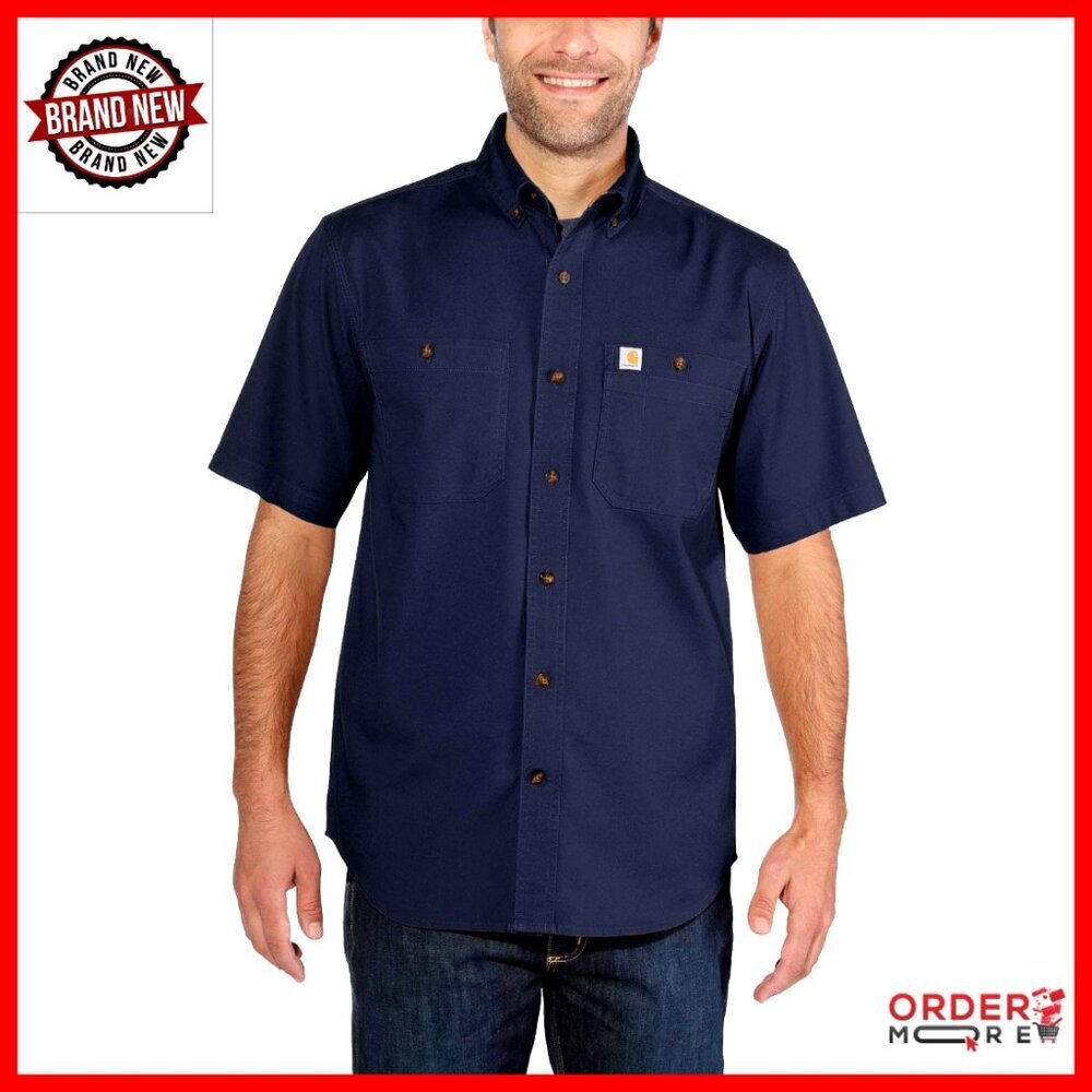 Relaxed Fit Canvas Work Shirt with Stretch, Two Chest Pockets